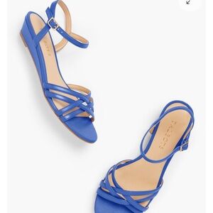 NEW Talbots Capri Napa Sandals Blue Strappy Wedge Leather Size 8